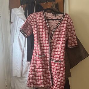 Maje Red and White tweed dress